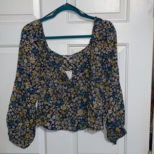 🍇 PATRONS OF PEACE Floral Print Multicolor Top NWT M